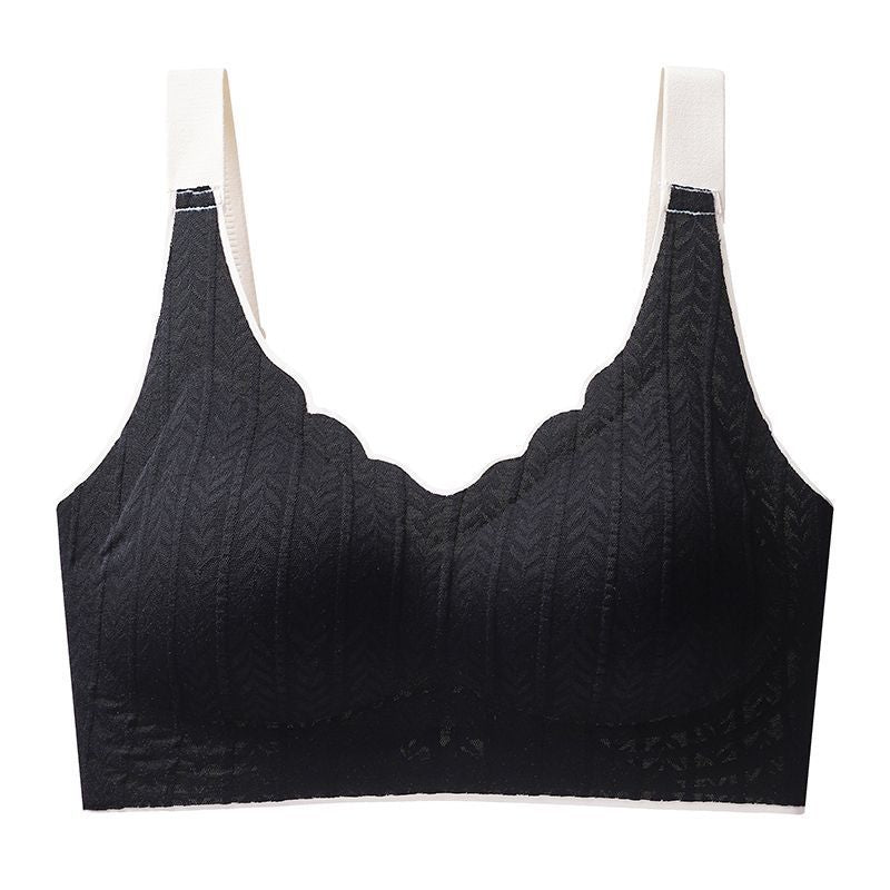 Wavy Bra - Scalloped Neckline Embossed Lace Bra