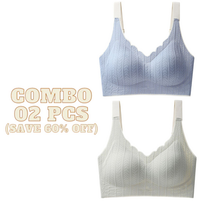 Wavy Bra - Scalloped Neckline Embossed Lace Bra