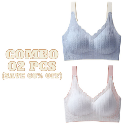 Wavy Bra - Scalloped Neckline Embossed Lace Bra