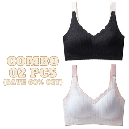 Wavy Bra - Scalloped Neckline Embossed Lace Bra
