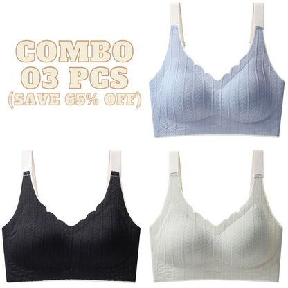Wavy Bra - Scalloped Neckline Embossed Lace Bra