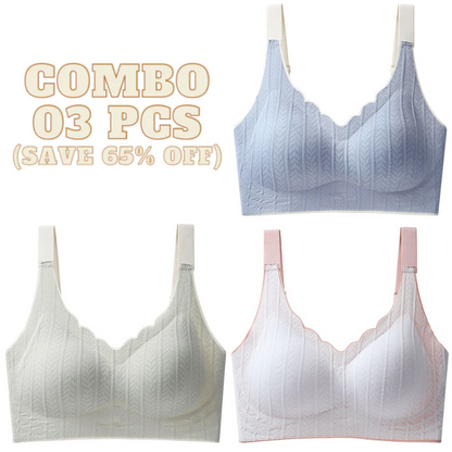 Wavy Bra - Scalloped Neckline Embossed Lace Bra