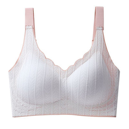 Wavy Bra - Scalloped Neckline Embossed Lace Bra