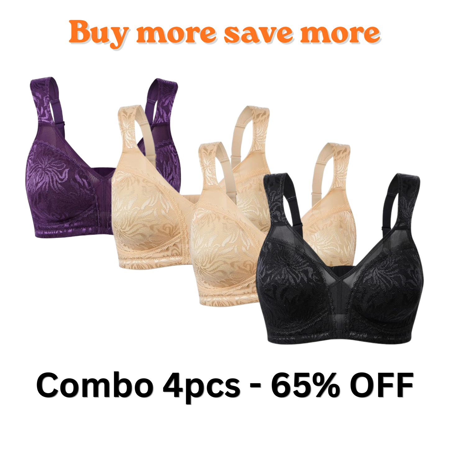 Floral Bra - Minimizer Wire-Free Bra Plus Size