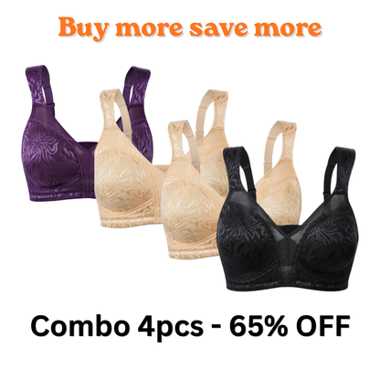 Floral Bra - Minimizer Wire-Free Bra Plus Size
