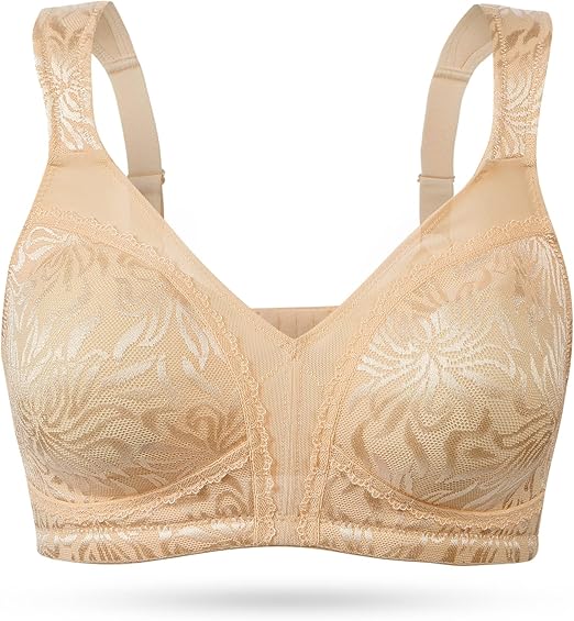 Floral Bra - Minimizer Wire-Free Bra Plus Size