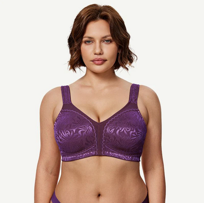 Floral Bra - Minimizer Wire-Free Bra Plus Size