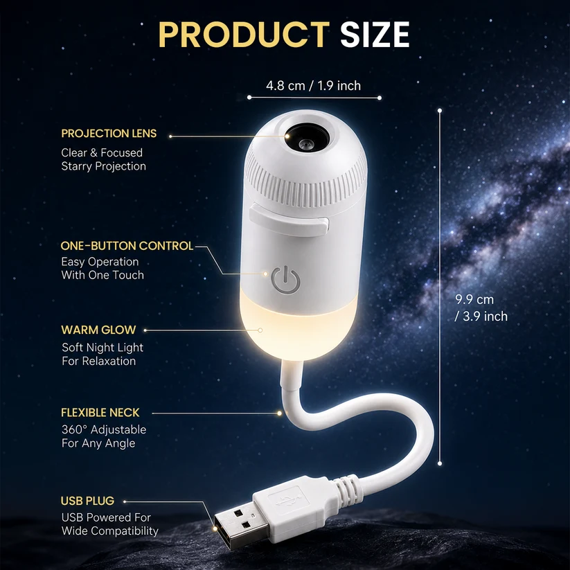 Stellunor™ 2-in-1 USB Star Projector & Warm Night Light