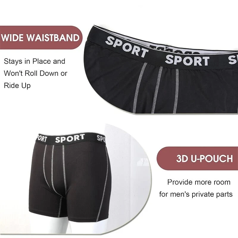 5 Pack Men's Letter Tape Boxer Brief, Casual Comfy Breathable Underwear for Daily Wear