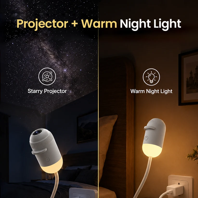 Stellunor™ 2-in-1 USB Star Projector & Warm Night Light